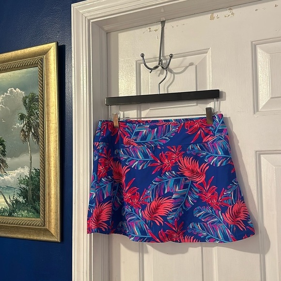 New Women’s Heat Swimwear Blue & Pink Floral Nylon & Spandex Swim Skort Size Xl - Picture 1 of 7